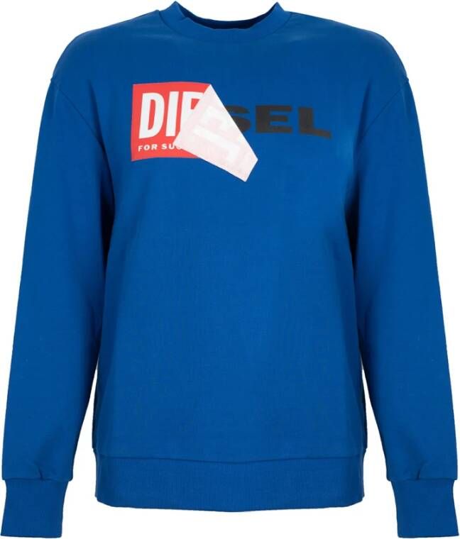 Diesel Katoenen sweatshirt met groot logo , Blauw, Heren