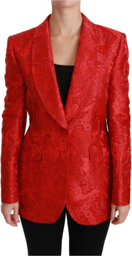 Dolce & Gabbana Bloemen engel blazer jas , Rood, Dames