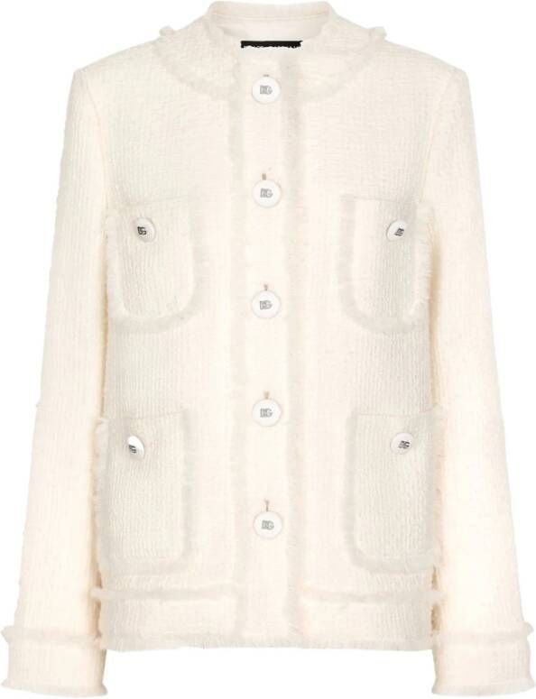 Dolce & Gabbana Bouclé tweed jacket , Wit, Dames
