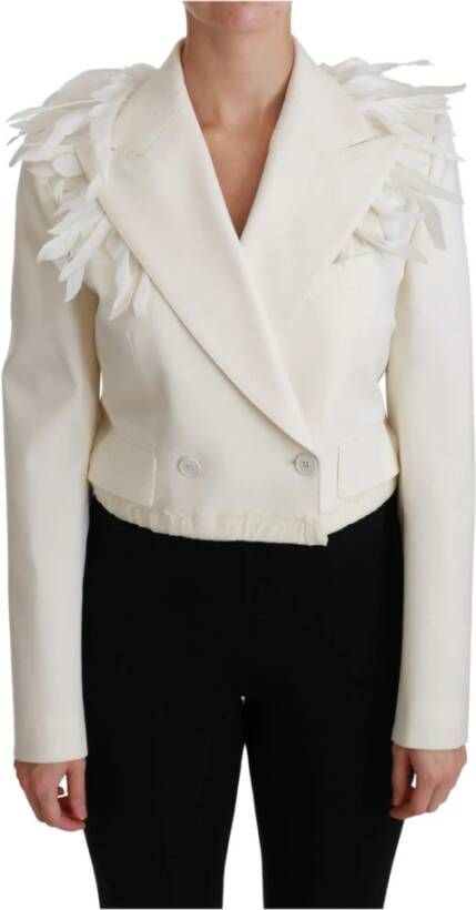 Dolce & Gabbana White Double Breasted Coat Wool Jacket , Wit, Dames