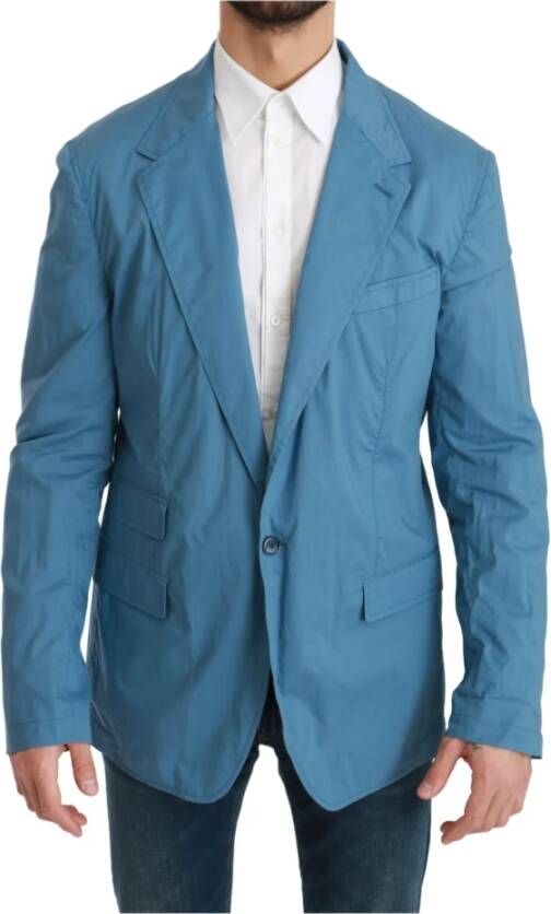 Dolce & Gabbana Formele katoenen blazer met enkele borstvoeding , Blauw, Heren
