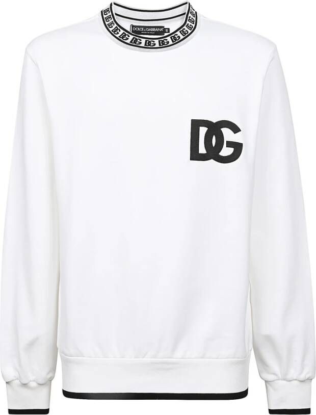 Dolce & Gabbana Ronde hals gekweek , Wit, Heren