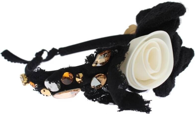 Dolce & Gabbana Diadeem hoofdband Tiara Crystal Hair Gold , Wit, Dames