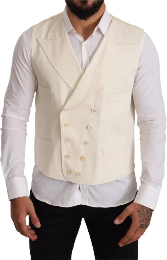 Dolce & Gabbana Wol met dubbele borsten , Wit, Heren