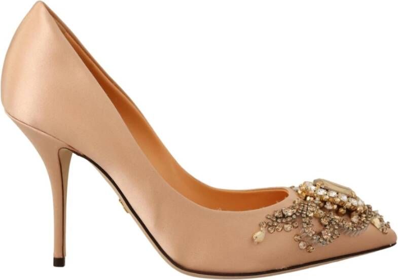 Dolce & Gabbana Kristal verfraaiing pompen schoenen , Beige, Dames