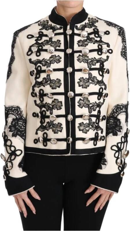 Dolce & Gabbana Bloemen barokke jas , Wit, Dames