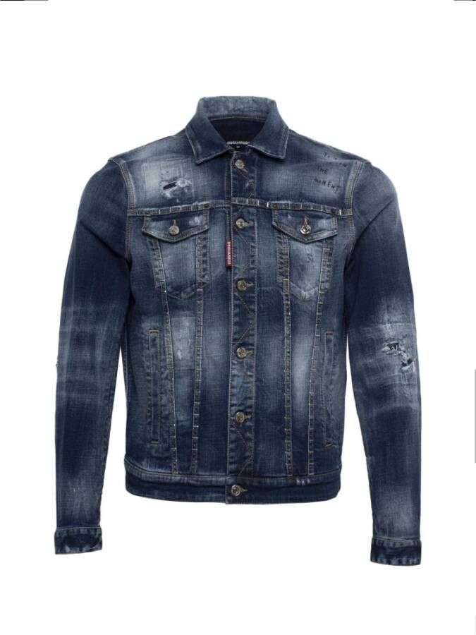Dsquared2 Studded denim jacket , Blauw, Heren