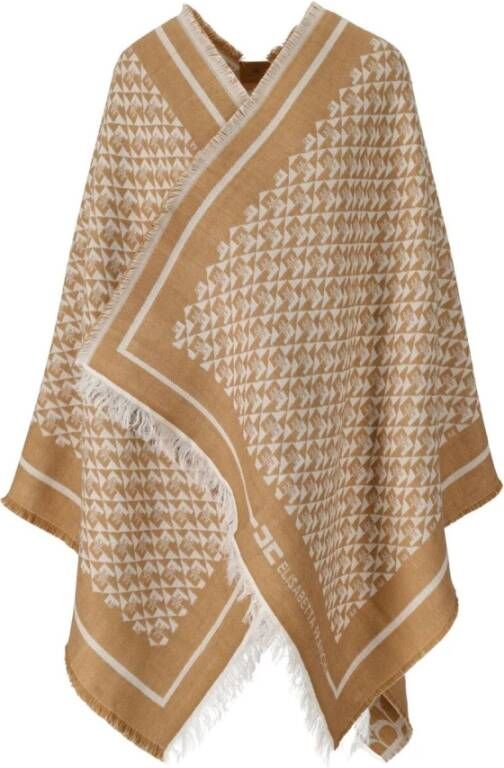 Elisabetta Franchi Reversible Cape , Beige, Dames