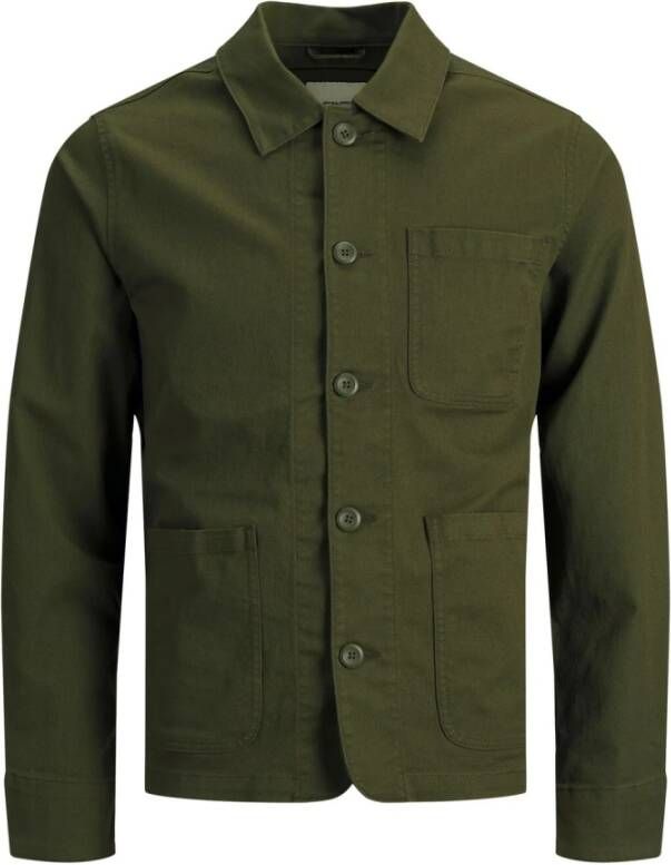 JACK & JONES ESSENTIALS regular fit overshirt JJELUCAS ALVIN olive night