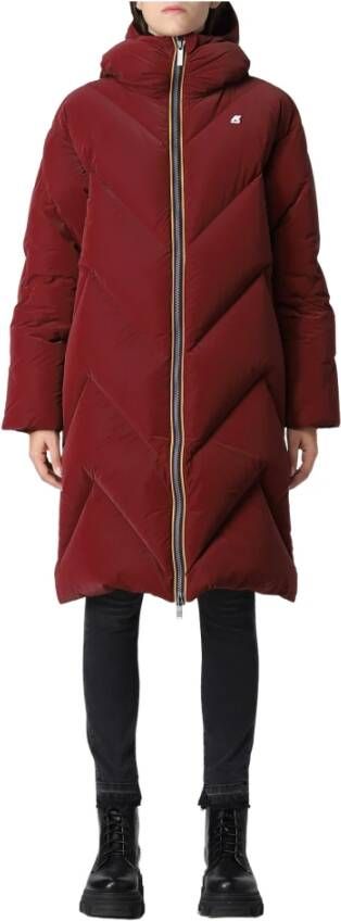 K-way Sidoinel zware gewatteerde fluwelen aanraakjas K Way, Rood, Dames