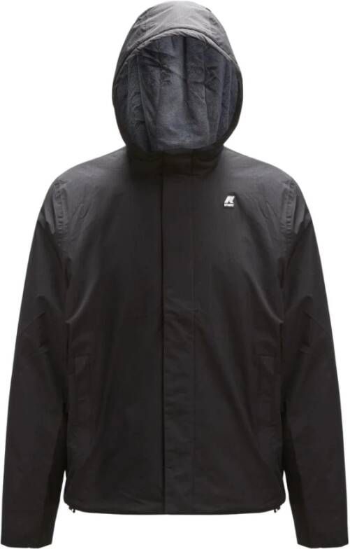 K-way Giacca corta con zip e cappuccio K Way K1119Kw Nero K Way, Zwart, Heren