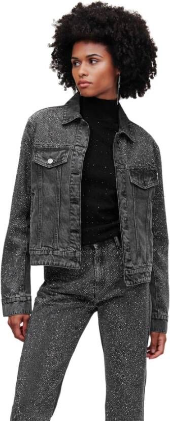 Karl Lagerfeld Jas denim met strass , Grijs, Dames