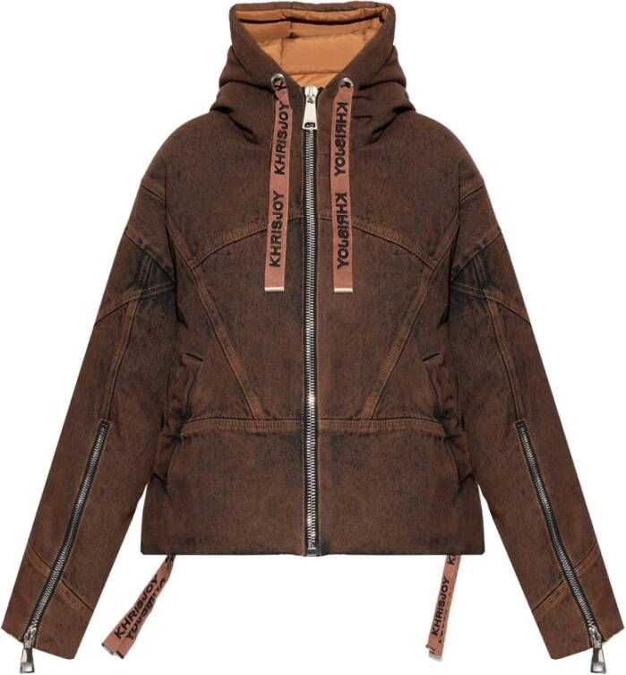 Khrisjoy Denim down jacket , Bruin, Dames