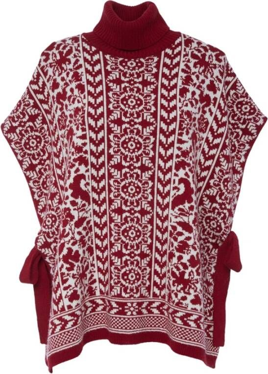 La DoubleJ Higheck Poncho , Rood, Dames