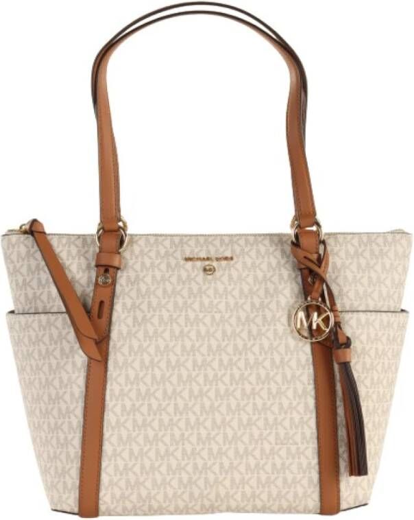 Michael Kors Sullivan Medium Logo Top Zip Tote Bag , Beige, Dames
