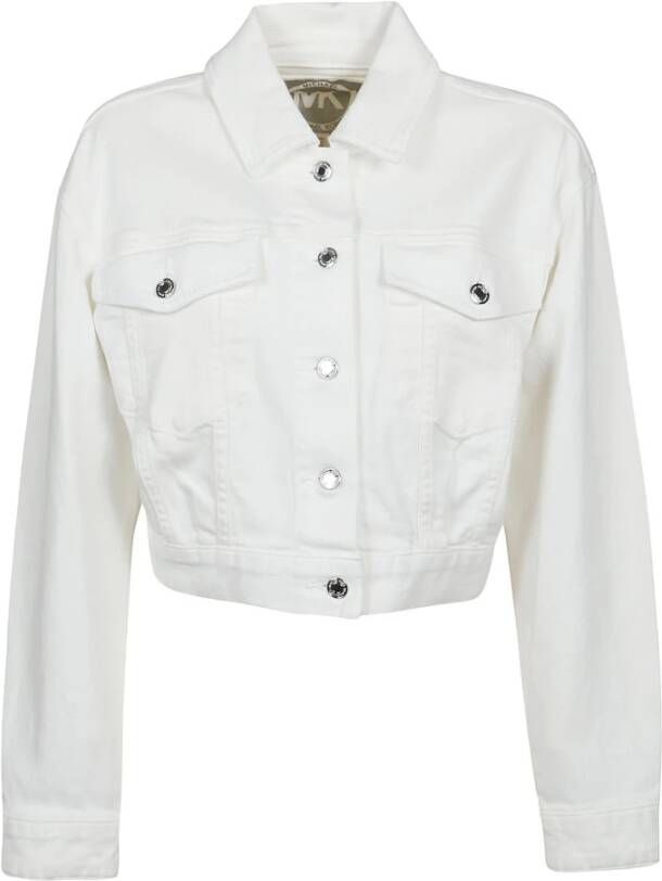 Michael Kors Cropped Denim Jacket , Wit, Dames