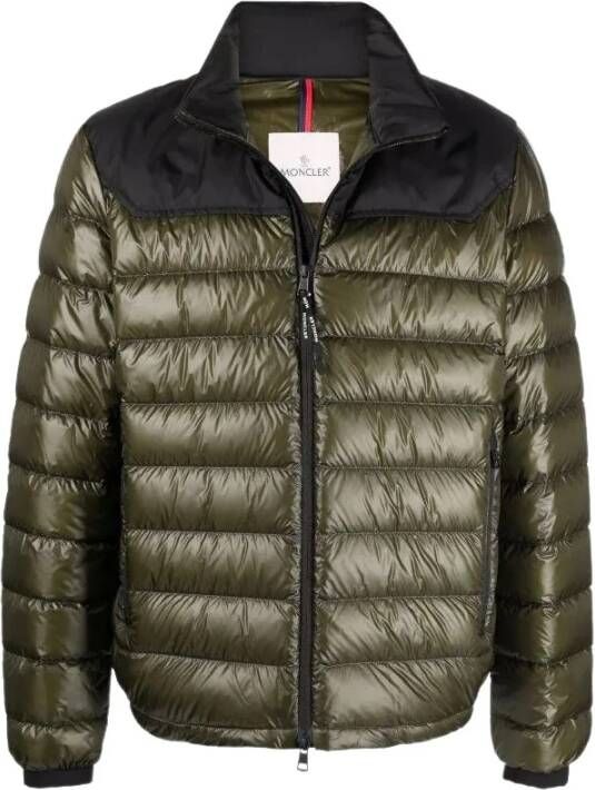 Moncler Zilveren high neck puffer jas , Groen, Heren