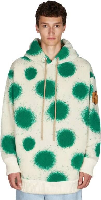 Moncler Abstract Motif Oversized Hooded Sweatshirt , Groen, Unisex