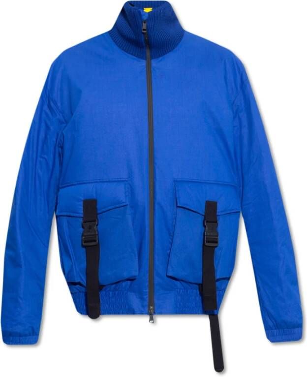 Moncler Logo patch short down jas , Blauw, Heren