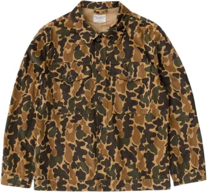 Nudie Jeans Colin Camoflage denim jas , Bruin, Heren