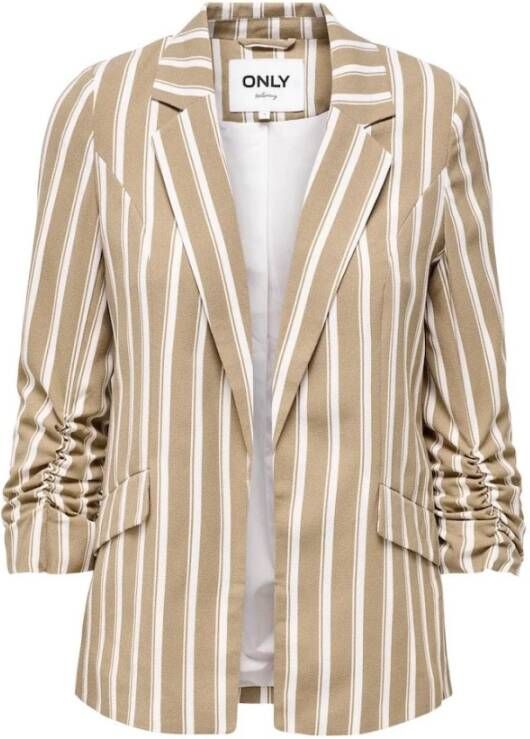 Only Odiana Lowa 3/4 Stripe Blazer CC Silver Mink/Cloud Dancer | Freewear Bruin , Bruin, Dames