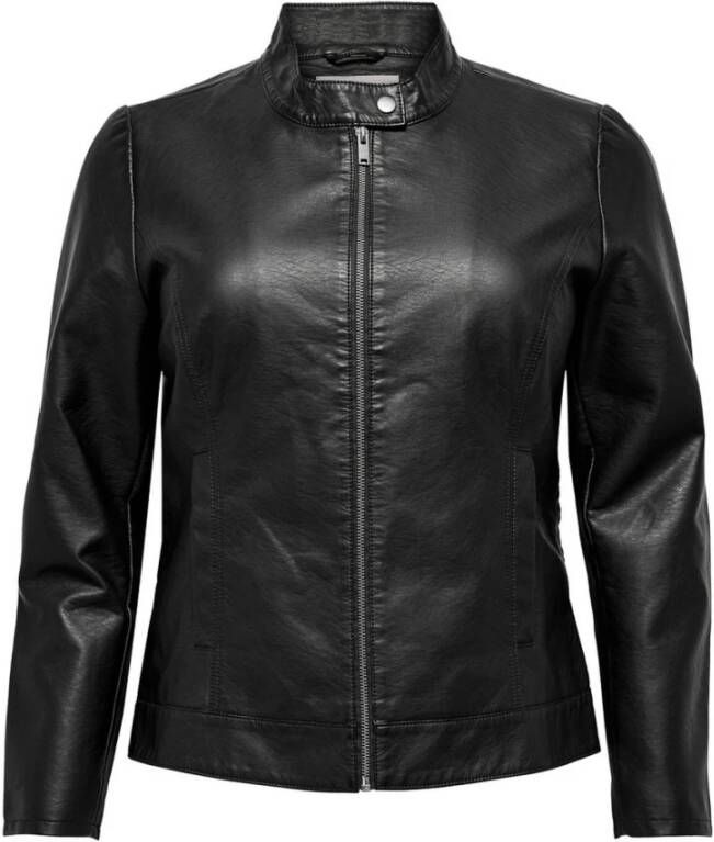 ONLY CARMAKOMA Imitatieleren jack met ritssluiting en drukknoop