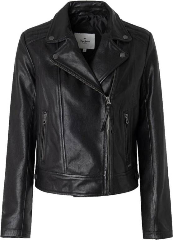 Pepe Jeans Leren en Suède Jassen Zwart Dames