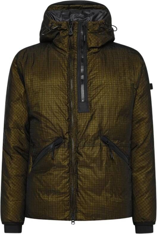 Peuterey Bomber jacket with black transparent effect weave , Geel, Heren