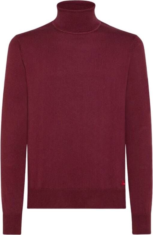 Peuterey Katoen met hoge nek en wol gebreide trui , Rood, Heren