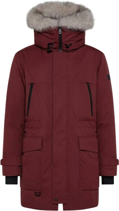 Peuterey Parka in ripstop met vossen kraag , Rood, Heren