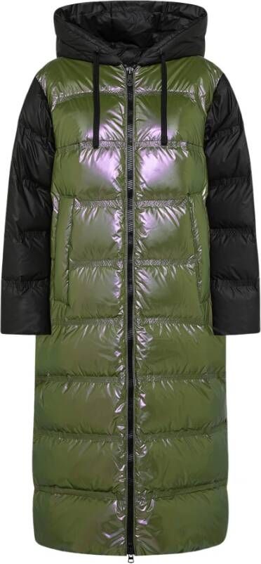 Peuterey Lang, tweekleurig donsjack , Groen, Dames