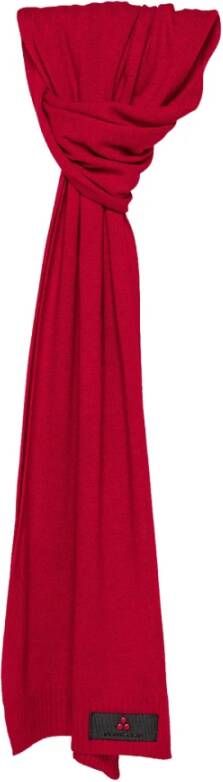 Peuterey Wollen mix gebreide sjaal met logo dragende strip , Rood, Unisex