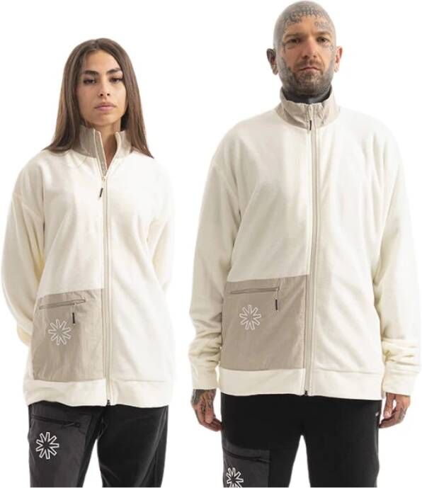 Rains Colour Block Fleece Sweatshirt , Beige, Heren