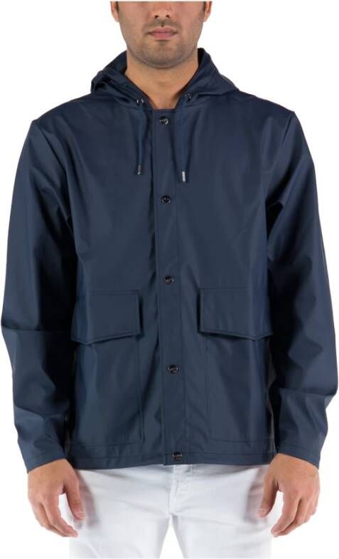 Rains Regenjassen Short Hooded Coat Blauw