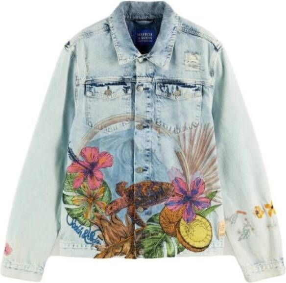 Scotch & Soda Denim truckerjack van biologisch katoen Hawaiian Flow