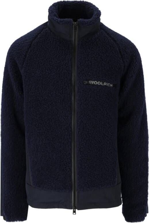 Woolrich Blauwe jas met staande kraag , Blauw, Heren