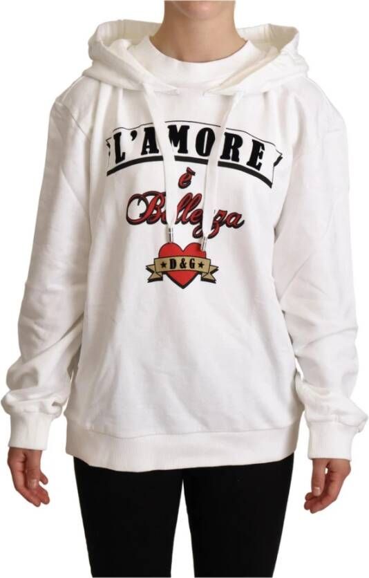 Dolce & Gabbana L'Amore Hooded Pullover Sweater , Wit, Dames