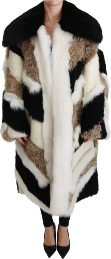 Dolce & Gabbana Schaapbont shearling cape jas , Wit, Dames