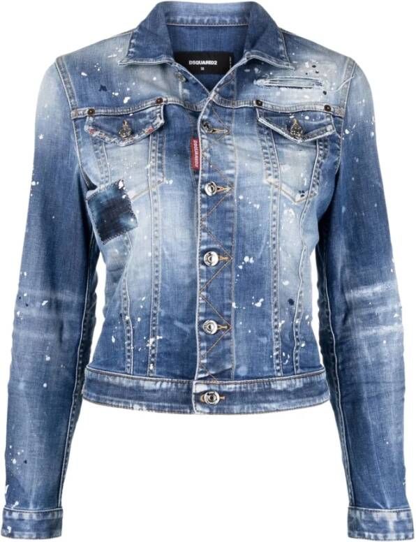 Dsquared2 Verontruste spijkerjas , Blauw, Dames