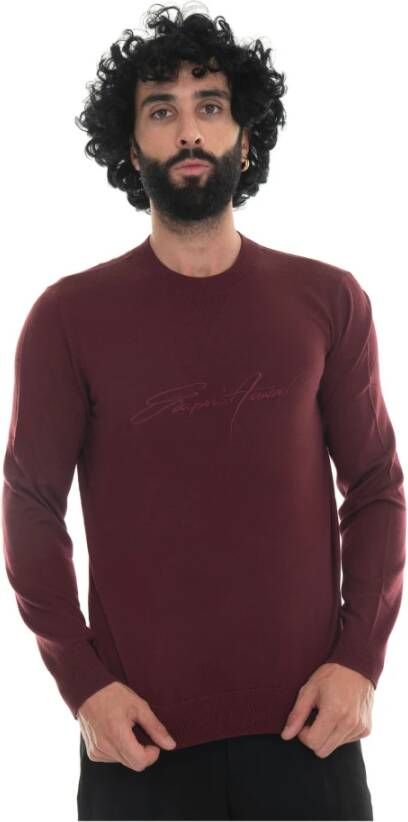 Emporio Armani Round neck Knitwear , Rood, Heren