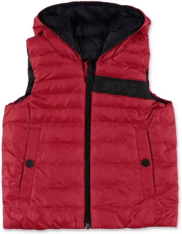 Hugo Boss Omkeerbaar nylon hugo baas capuchon vest , Rood, Heren