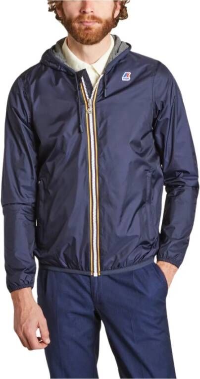 K-way Jacques korte jas met katoenen jersey voering K Way, Blauw, Heren