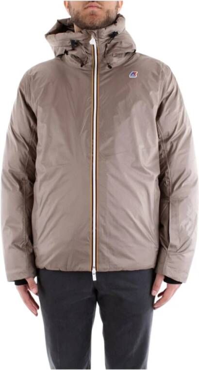K-way K Way Hugo Thermo Super K8111Fw kort weefsel met stof met een kap K Way, Beige, Heren
