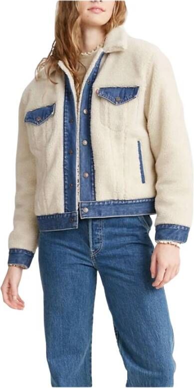 Levi's teddy winterjas Ex boyfriend beige/denim