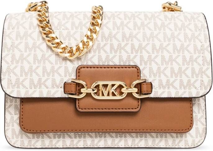 Michael Kors Heather Large Logo Shoulder Bag , Beige, Dames