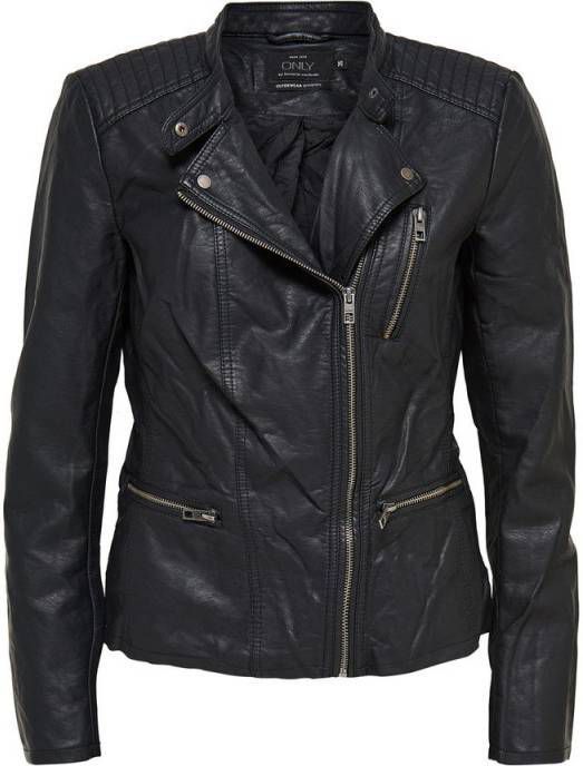 ONLY imitatieleren bikerjack ONLFREYA zwart