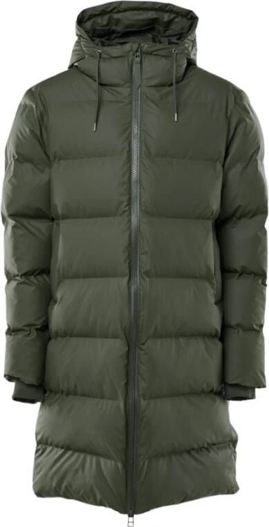Rains Longline puffer jas met steekzakken en capuchon unisex