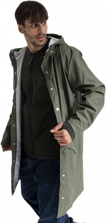 Rains regenjas 1202 Long Hooded Jacket olijfgroen