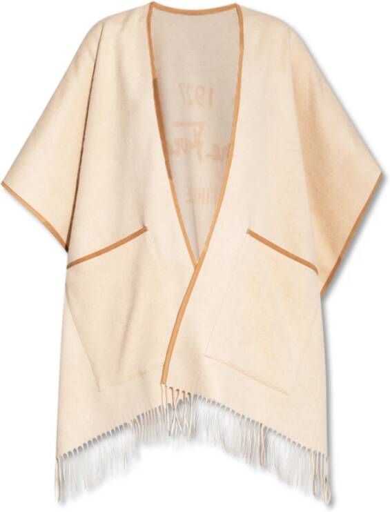 Salvatore Ferragamo Poncho met logo , Beige, Dames