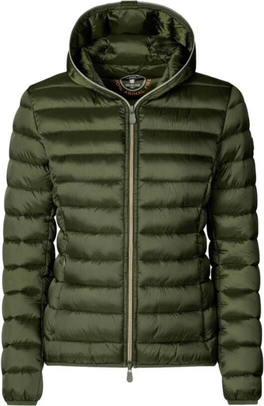Save The Duck Logo patch gewatteerd jasje , Groen, Dames